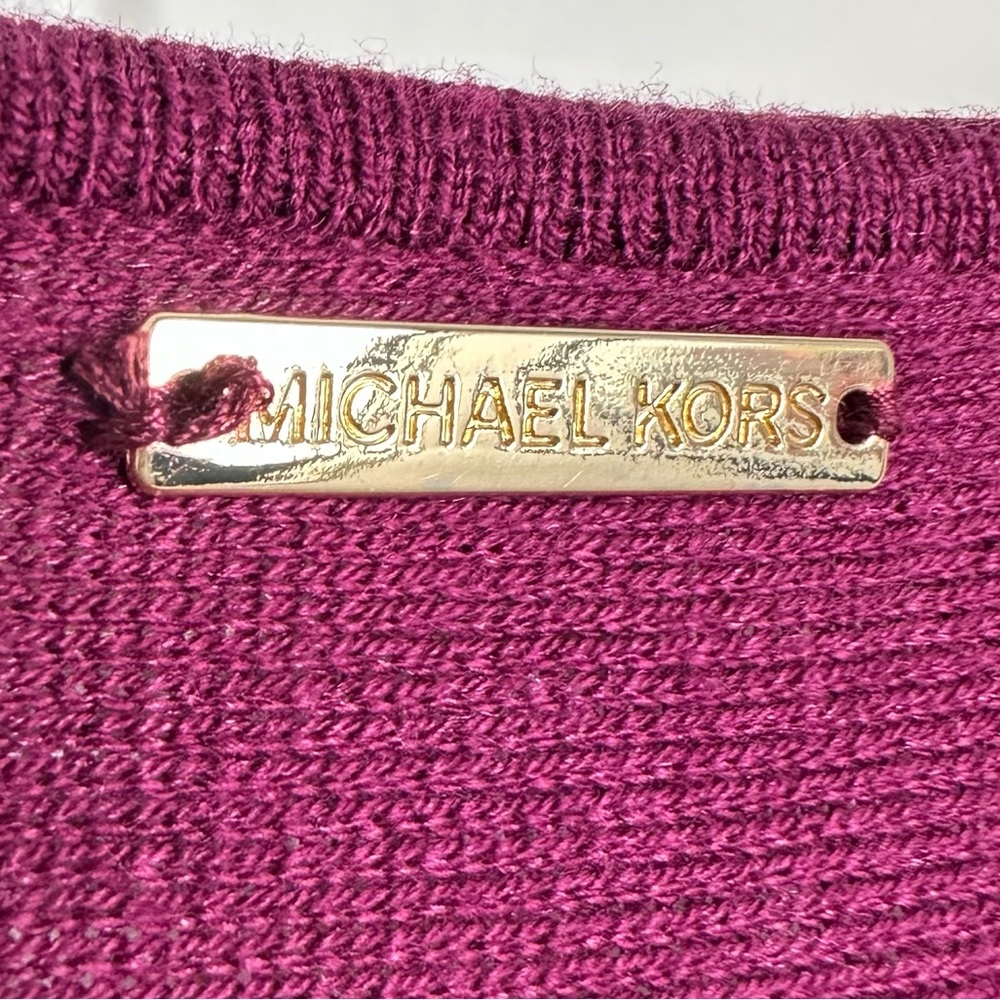 Michael Kors Burgundy long sleeved knit top size small - Picture 3 of 8